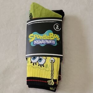 NWT Spongebob Squarepants 3 Pack Crew Socks